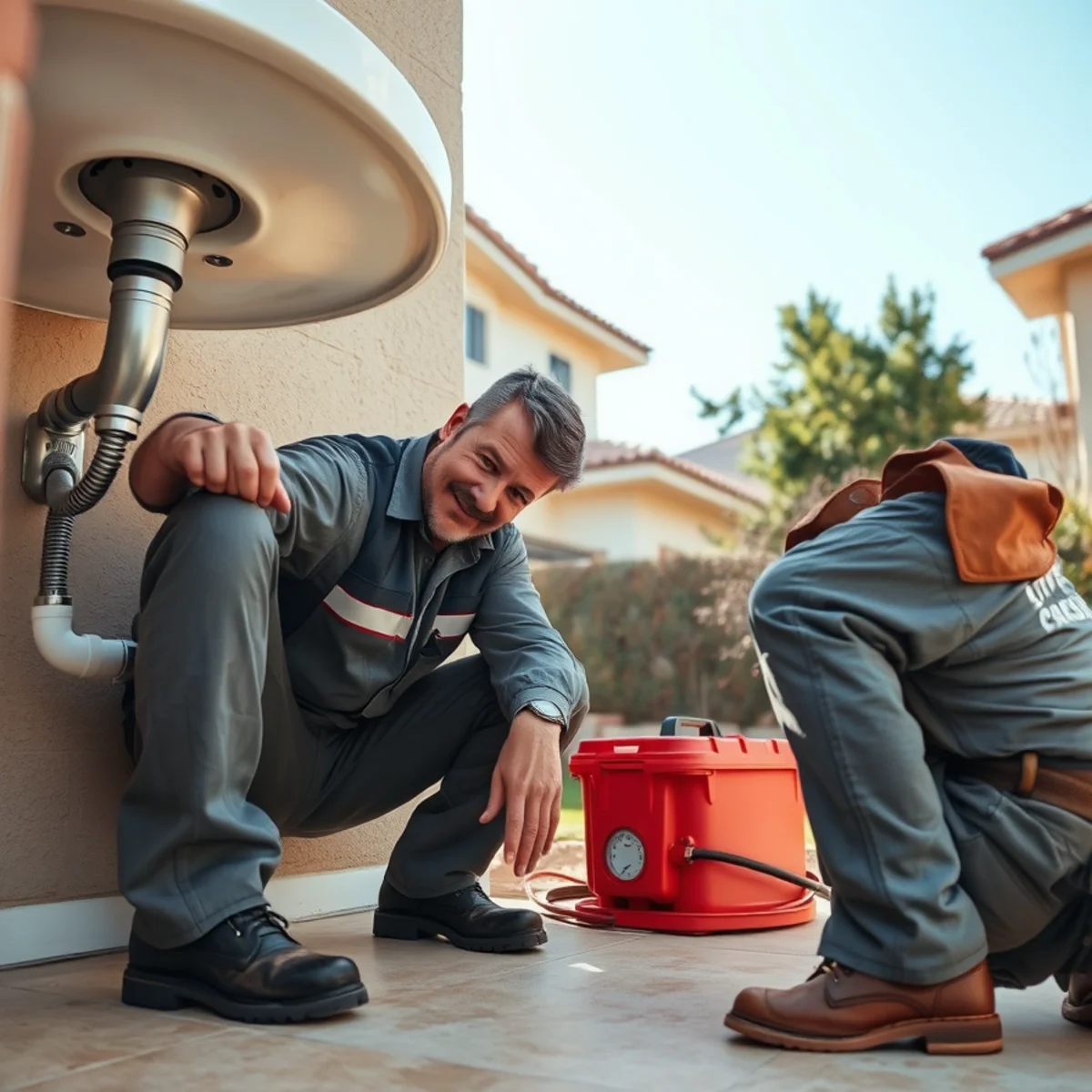 Homeowner checking under a sink during a monthly leak inspection in Murrieta