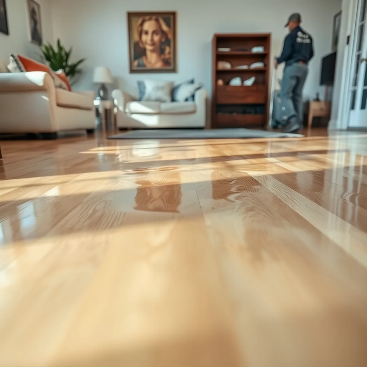Clean water from a broken supply line spreading across a floor in a Murrieta home