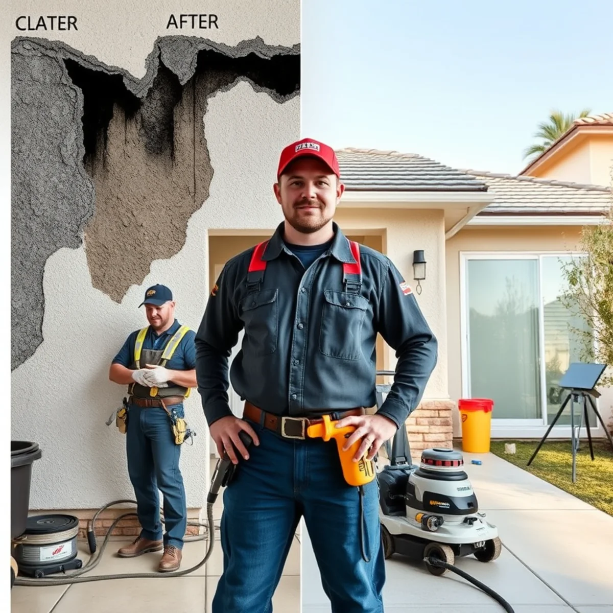 Diagram-style comparison of clean, gray, and black water damage in a Murrieta home