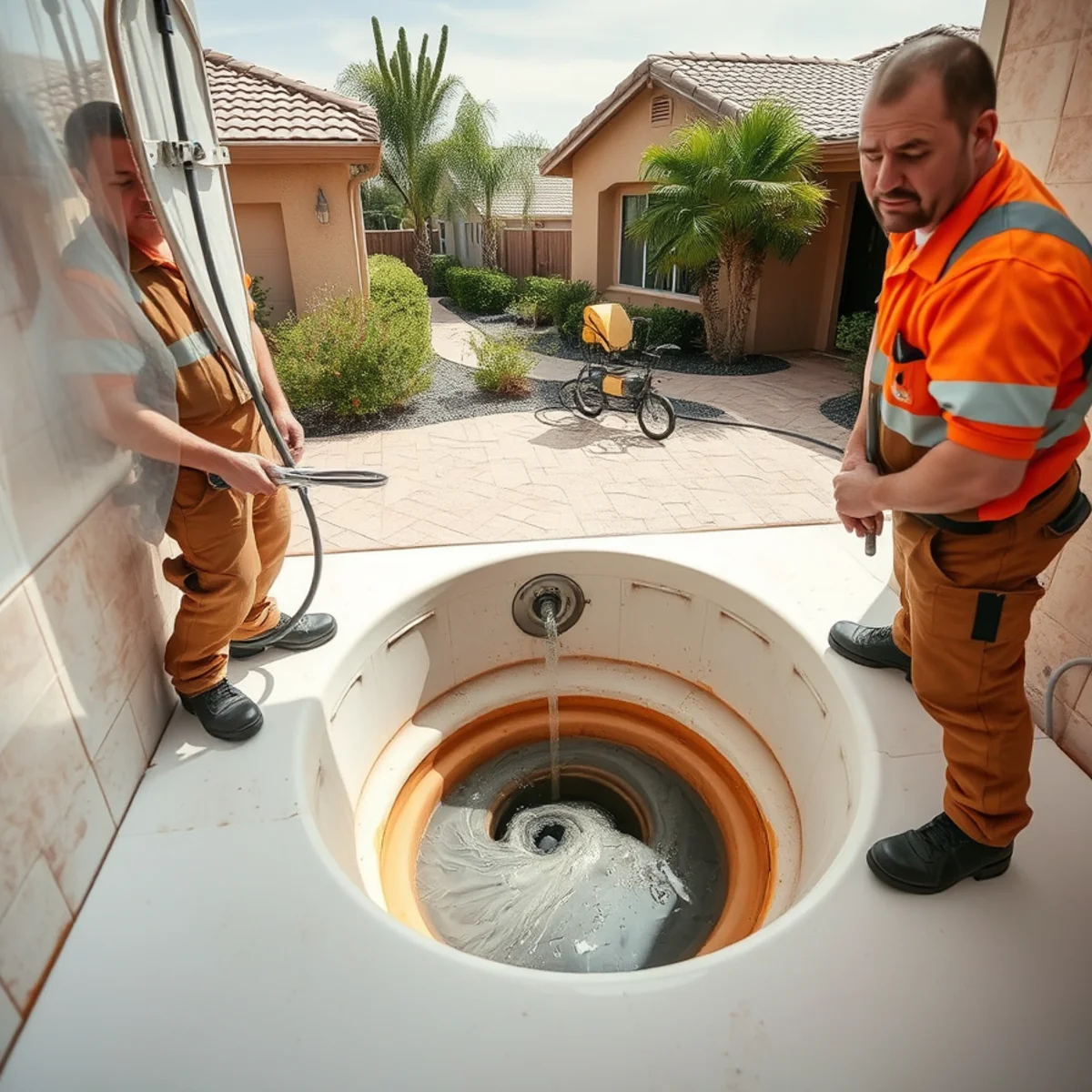 Sewage backing up through a shower drain in a Murrieta-area home