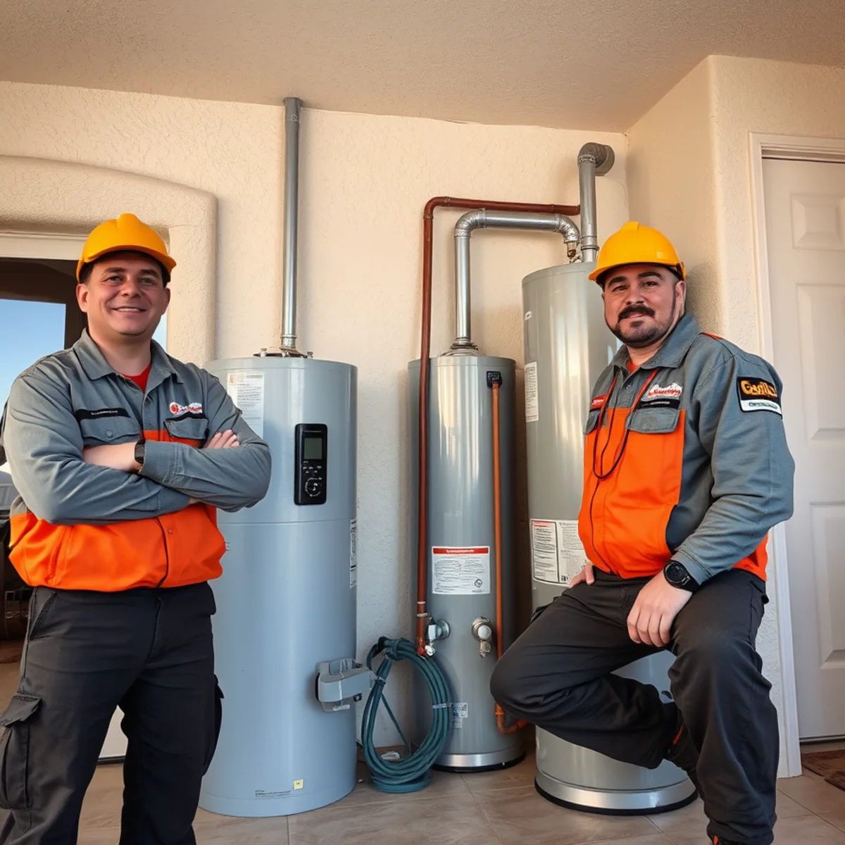 Smart water leak sensor placed next to a water heater in a Murrieta home
