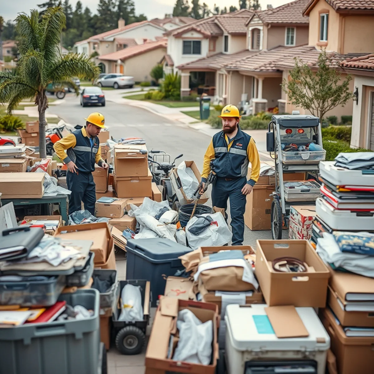 Water-damaged belongings sorted for cleanup after a flood in Murrieta