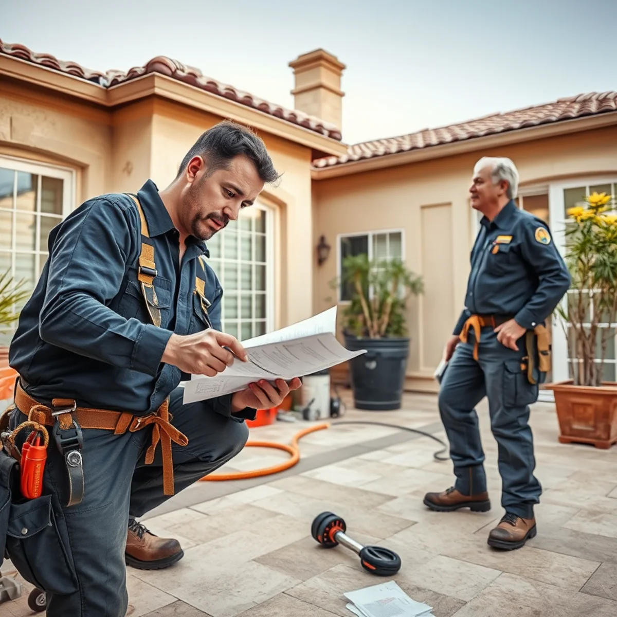 Restoration technician documenting water damage for a cost estimate in a Murrieta home