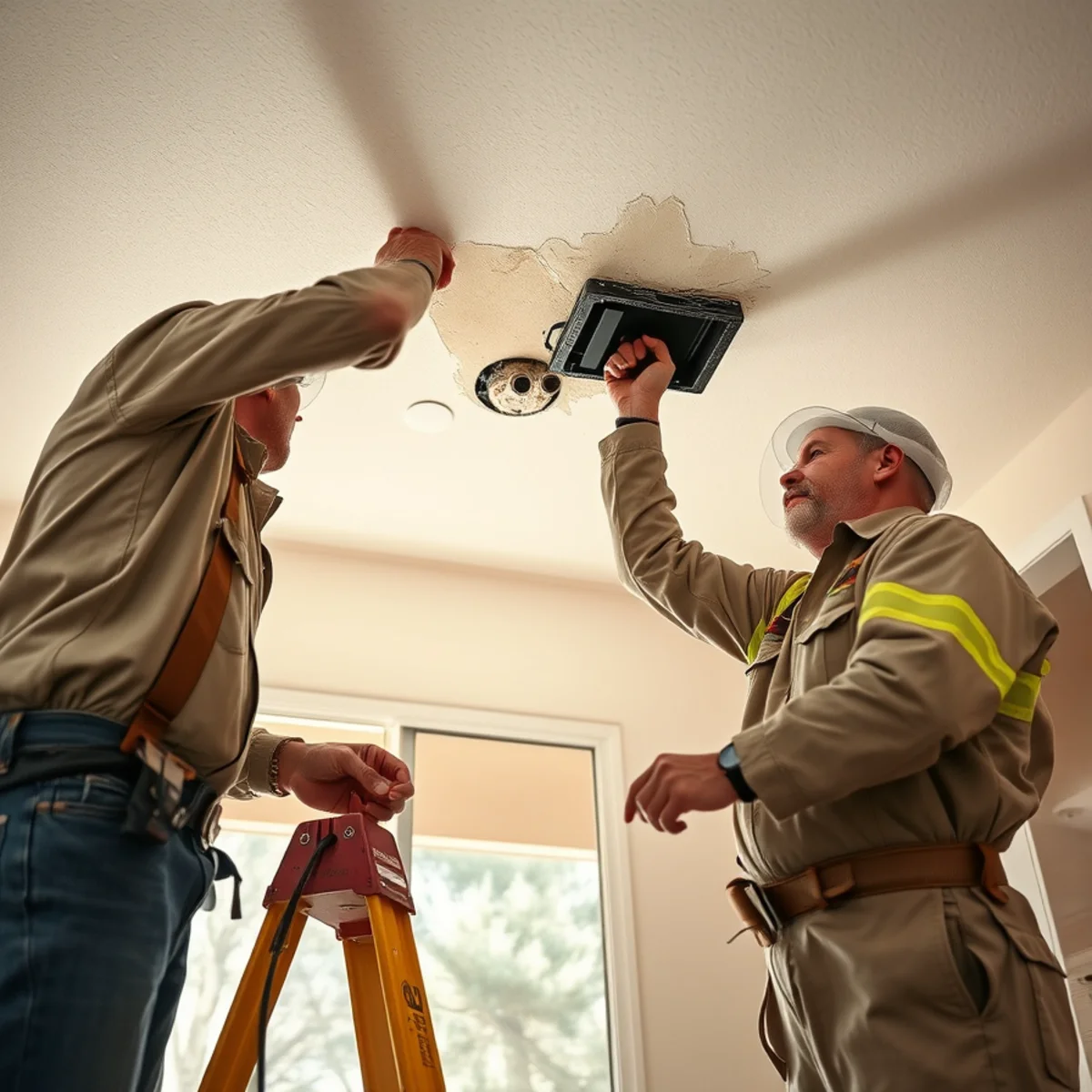 Ceiling Water Damage service in progress at a Murrieta, CA home