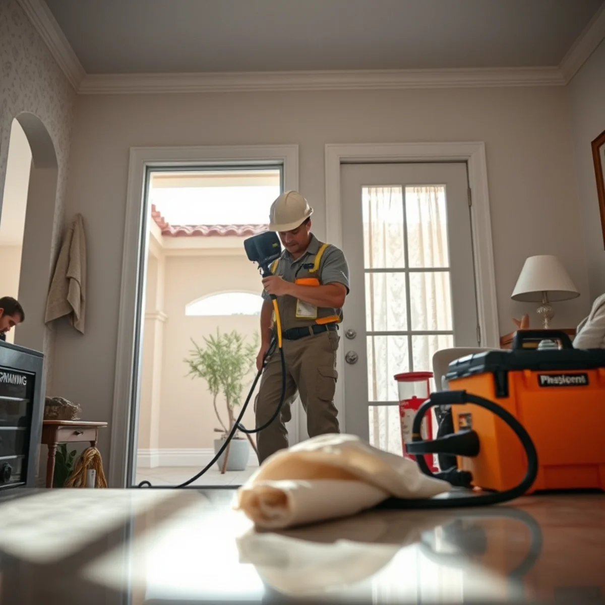 Emergency Water Removal service in progress at a Murrieta, CA home