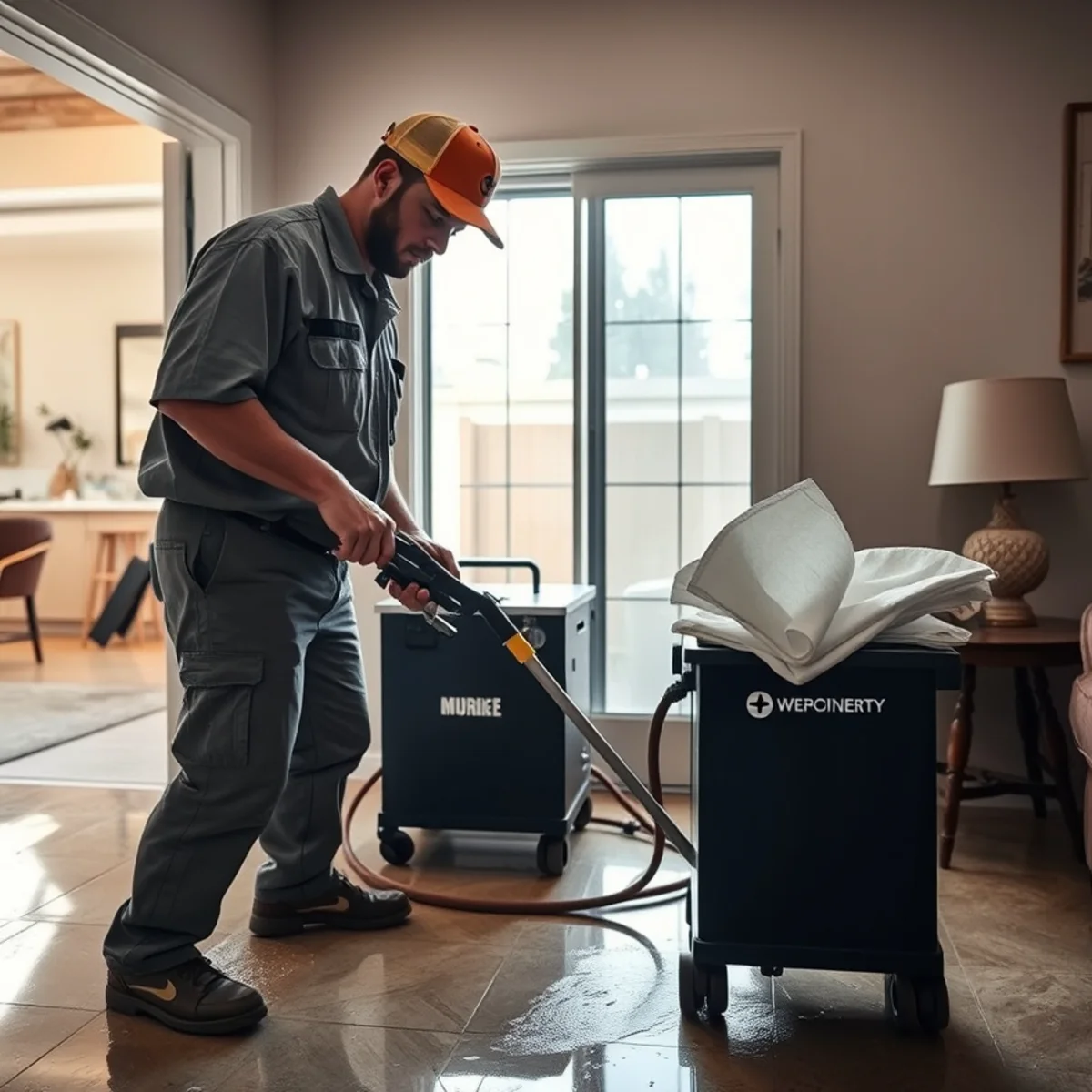 Flood Cleanup service in progress at a Murrieta, CA home