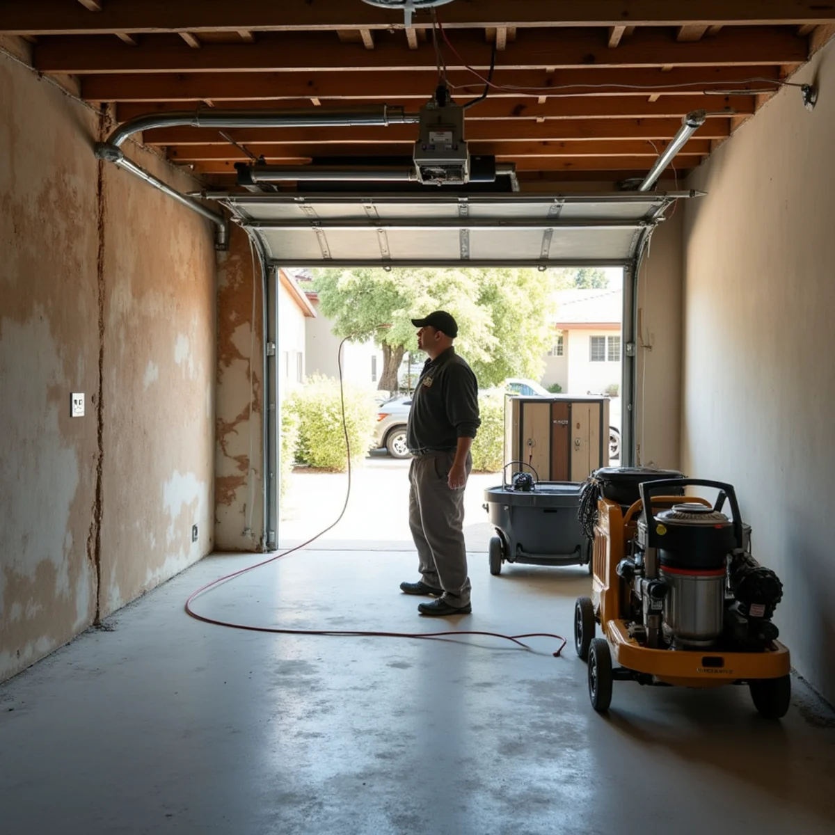 Water damage restoration underway inside a home in Central Park