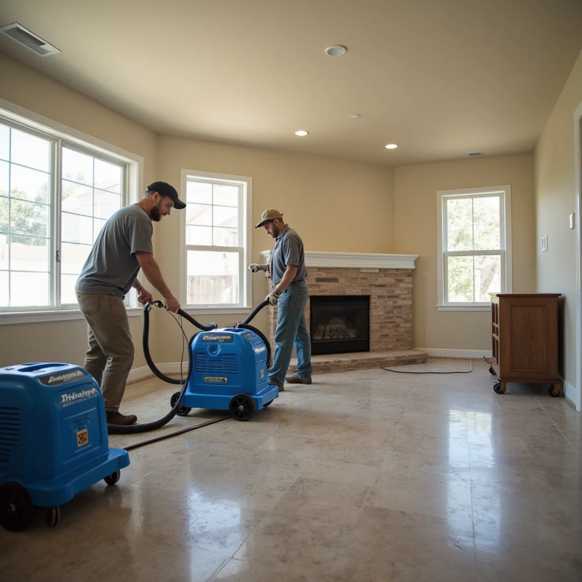 Water damage restoration underway inside a home in Golden Triangle