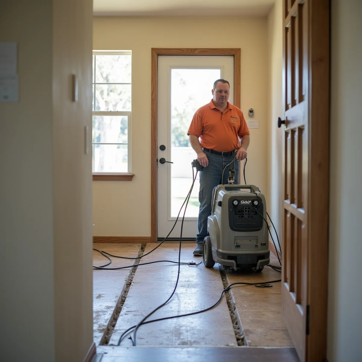 Water damage restoration underway inside a home in Greer Ranch