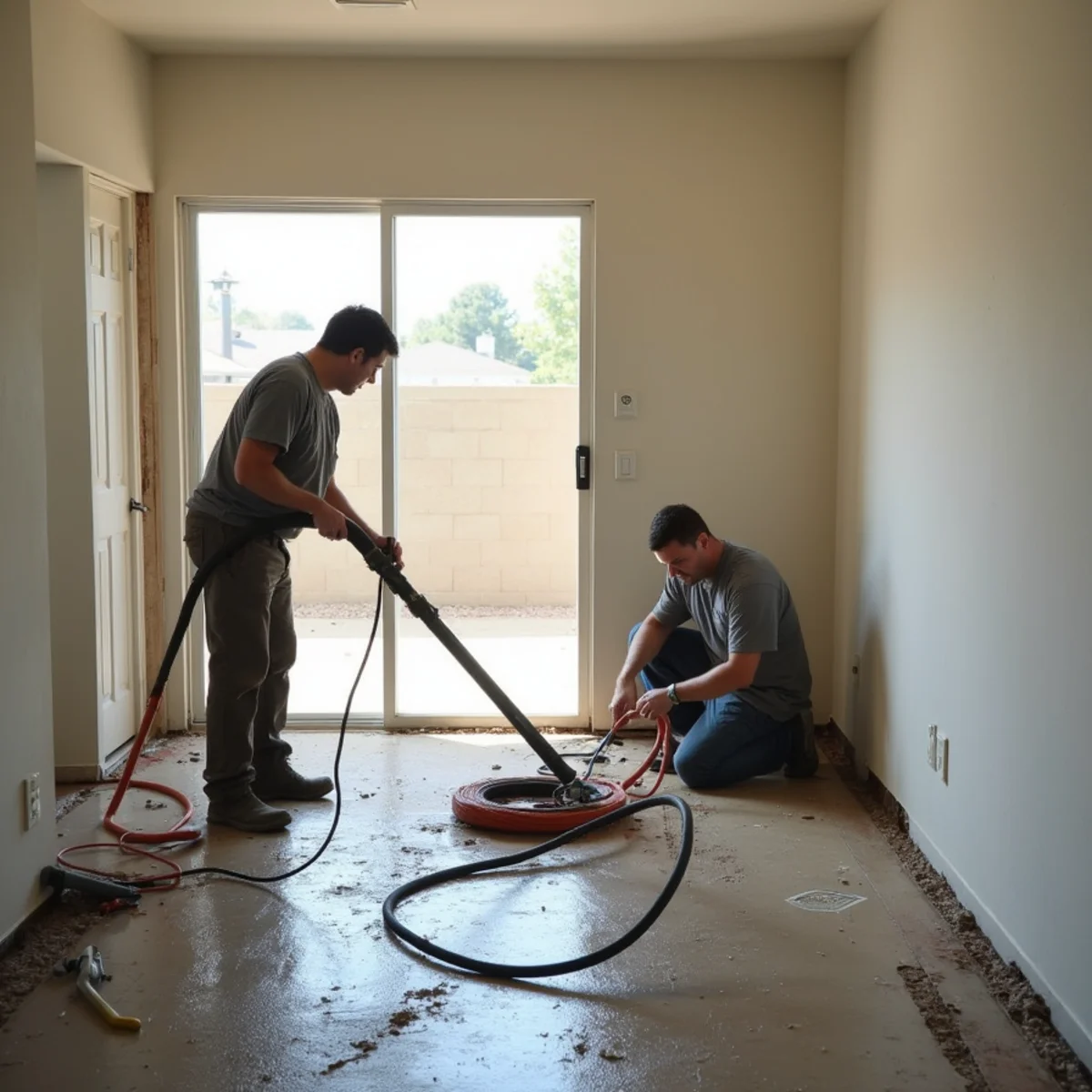 Water damage restoration underway inside a home in Meadow Ridge