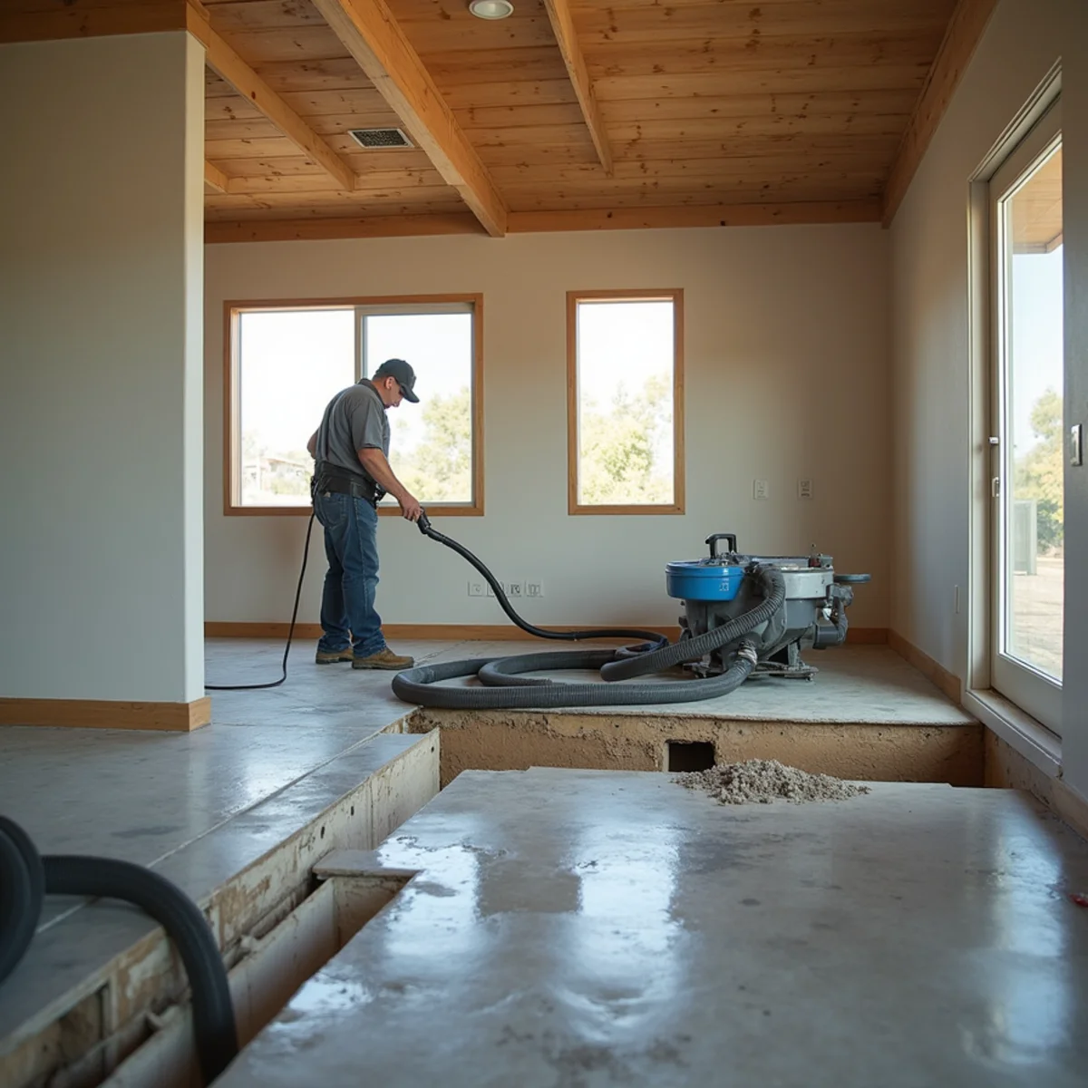 Water damage restoration underway inside a home in Morningstar Ranch