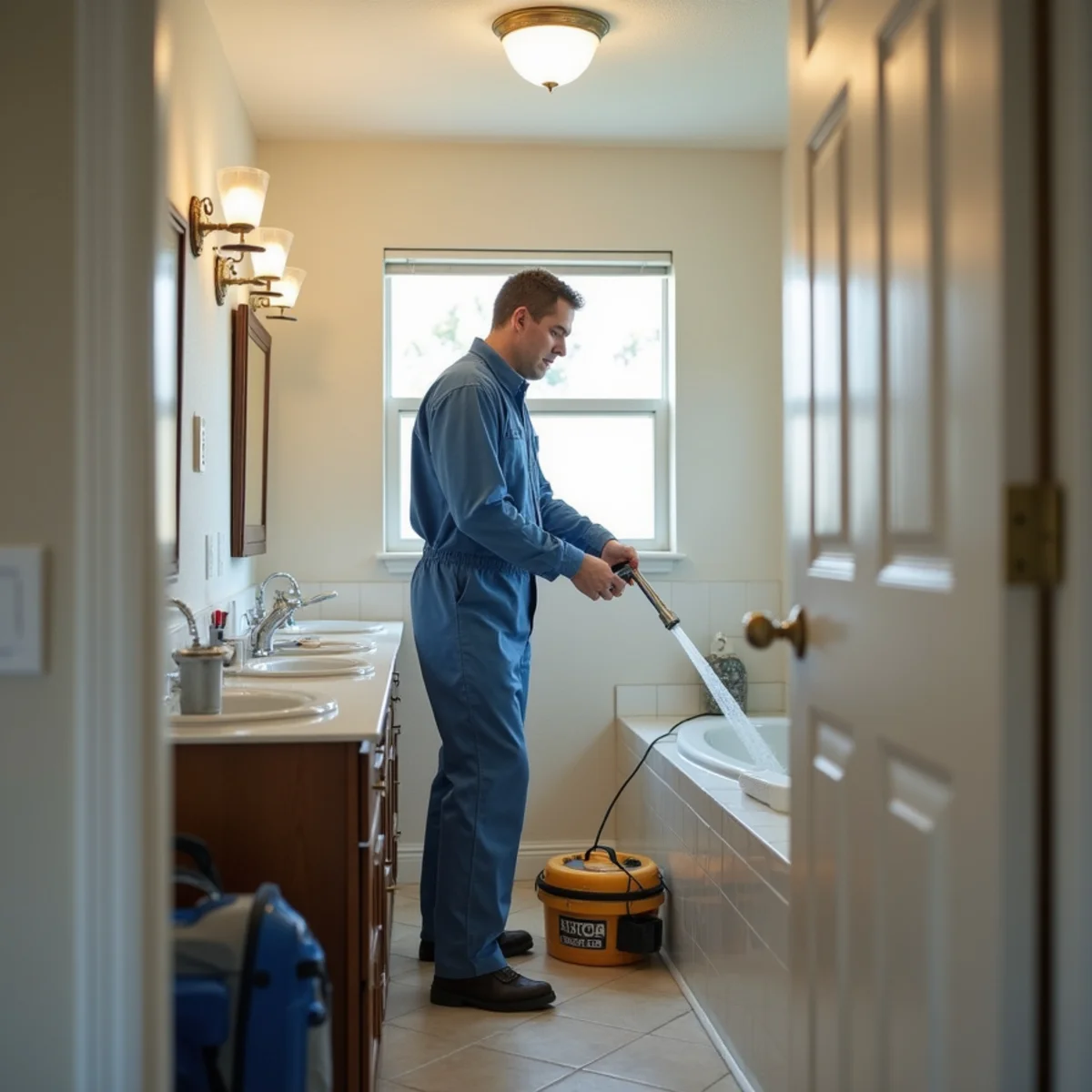 Water damage restoration underway inside a home in Murrieta Ranchos