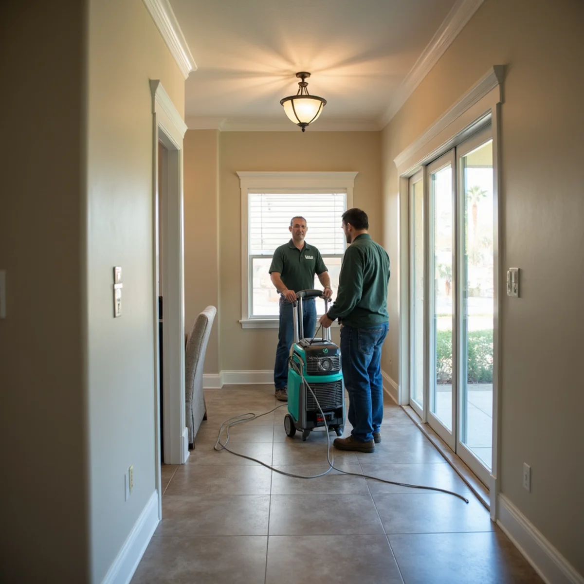 Water damage restoration underway inside a home in Spencer's Crossing
