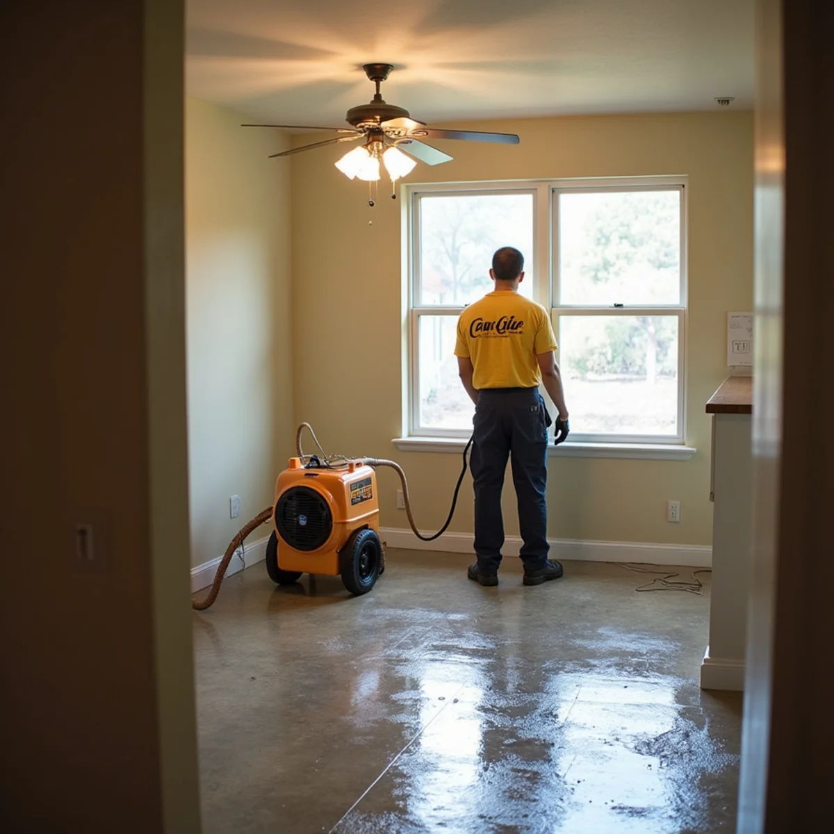 Water damage restoration underway inside a home in Warm Springs