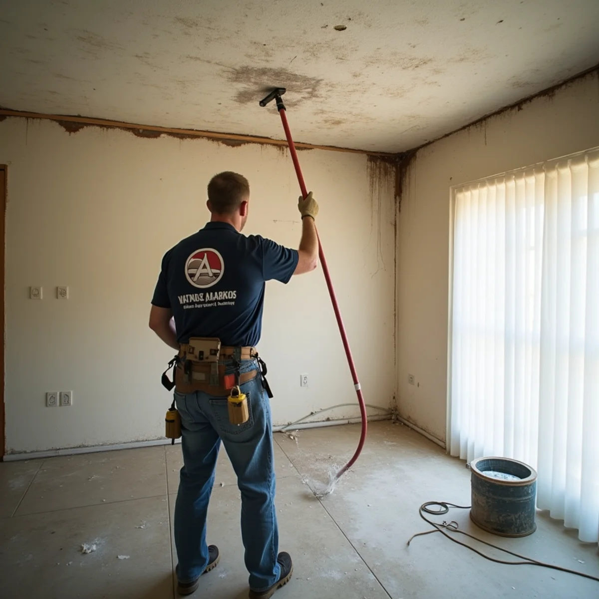 Water damage restoration underway inside a home in Bonsall
