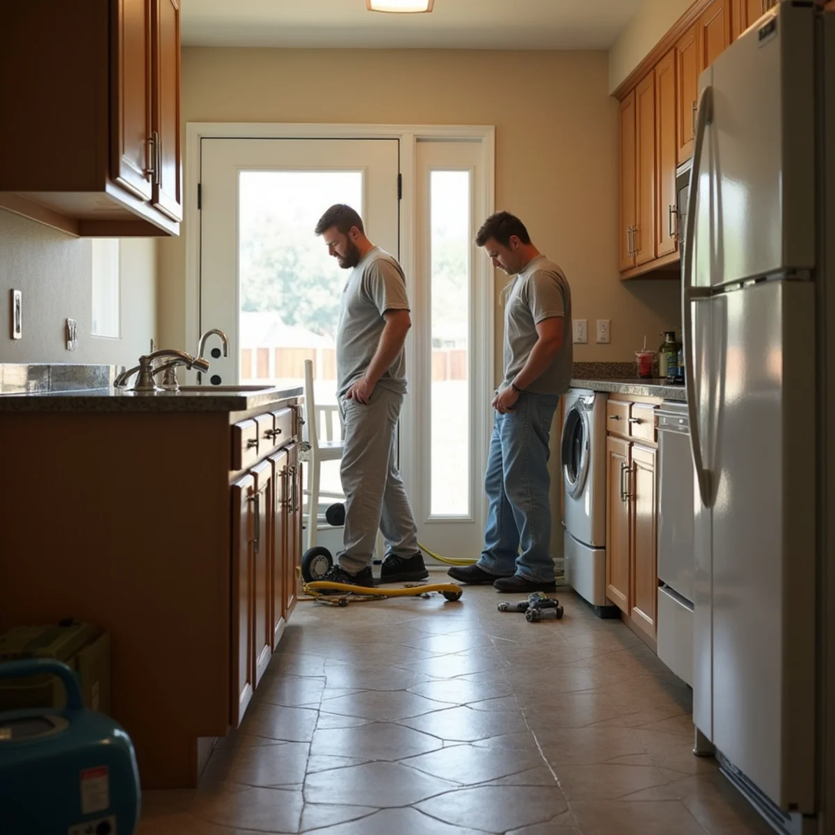 Water damage restoration underway inside a home in Carlsbad