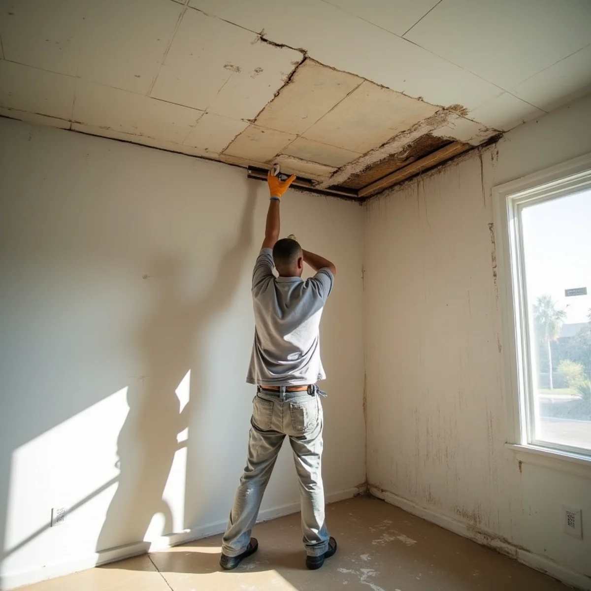 Water damage restoration underway inside a home in Fallbrook