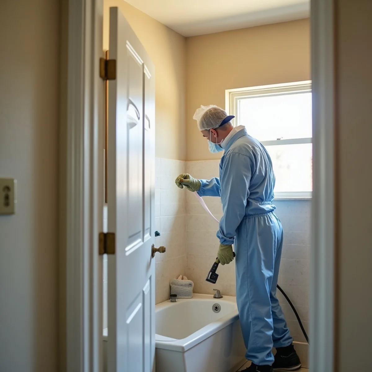 Water damage restoration underway inside a home in Hemet