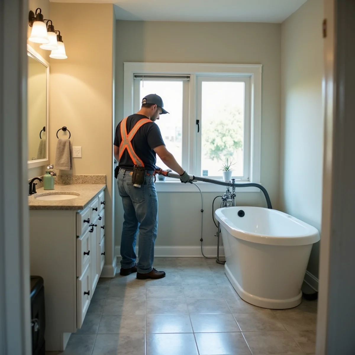 Water damage restoration underway inside a home in Homeland