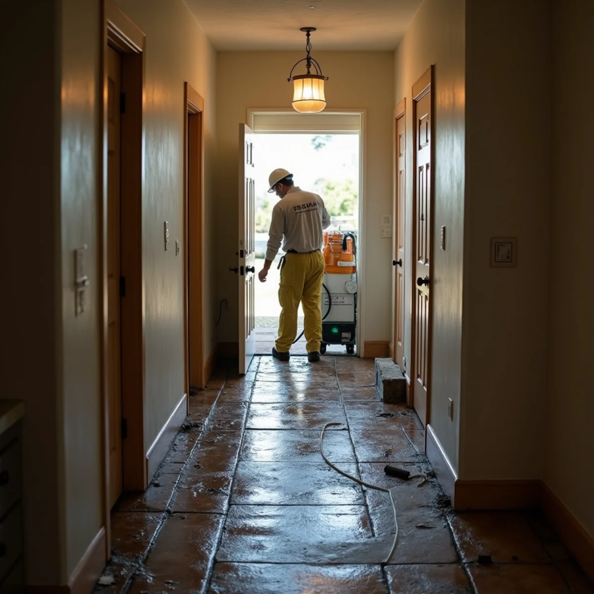 Water damage restoration underway inside a home in Pauma Valley