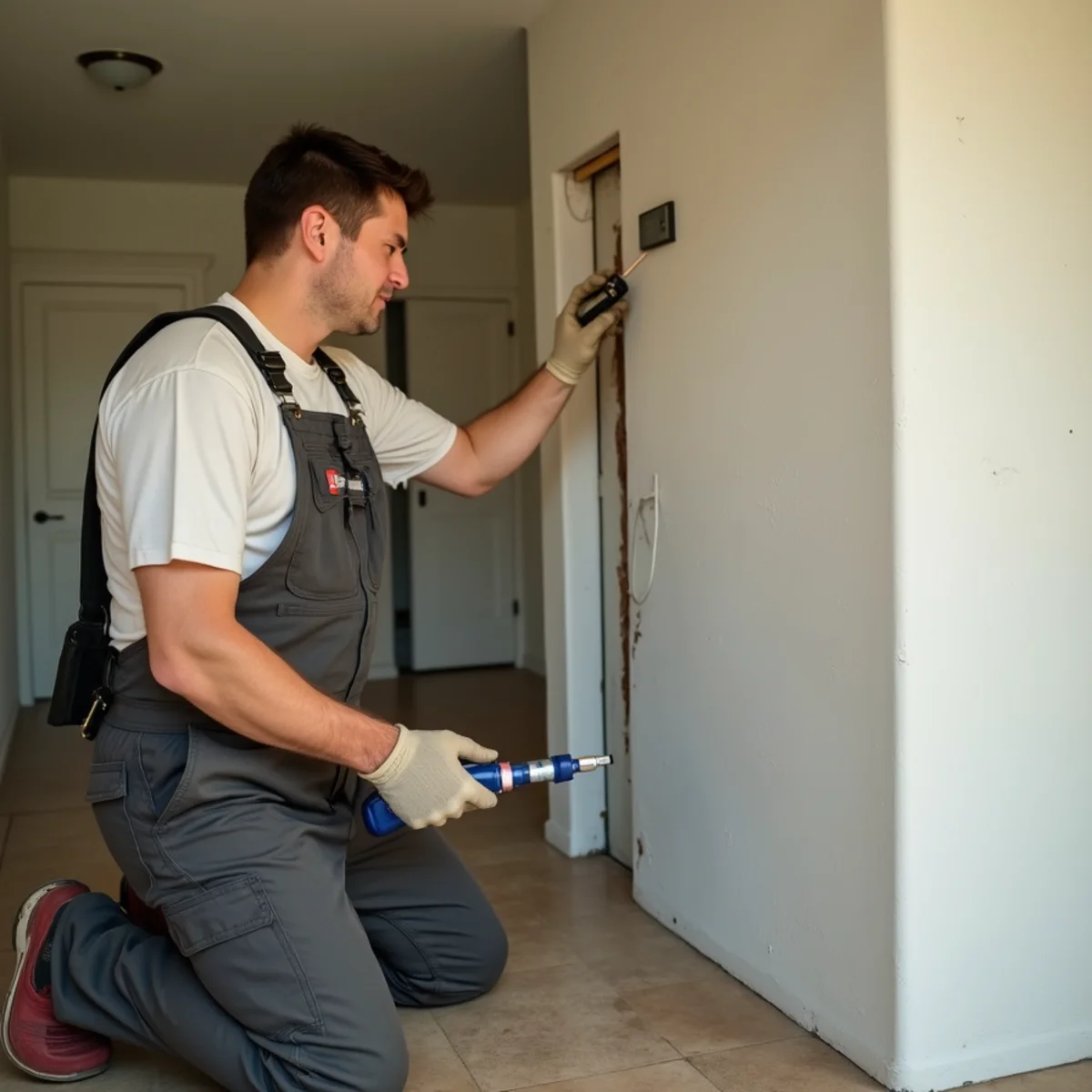 Water damage restoration underway inside a home in Rainbow