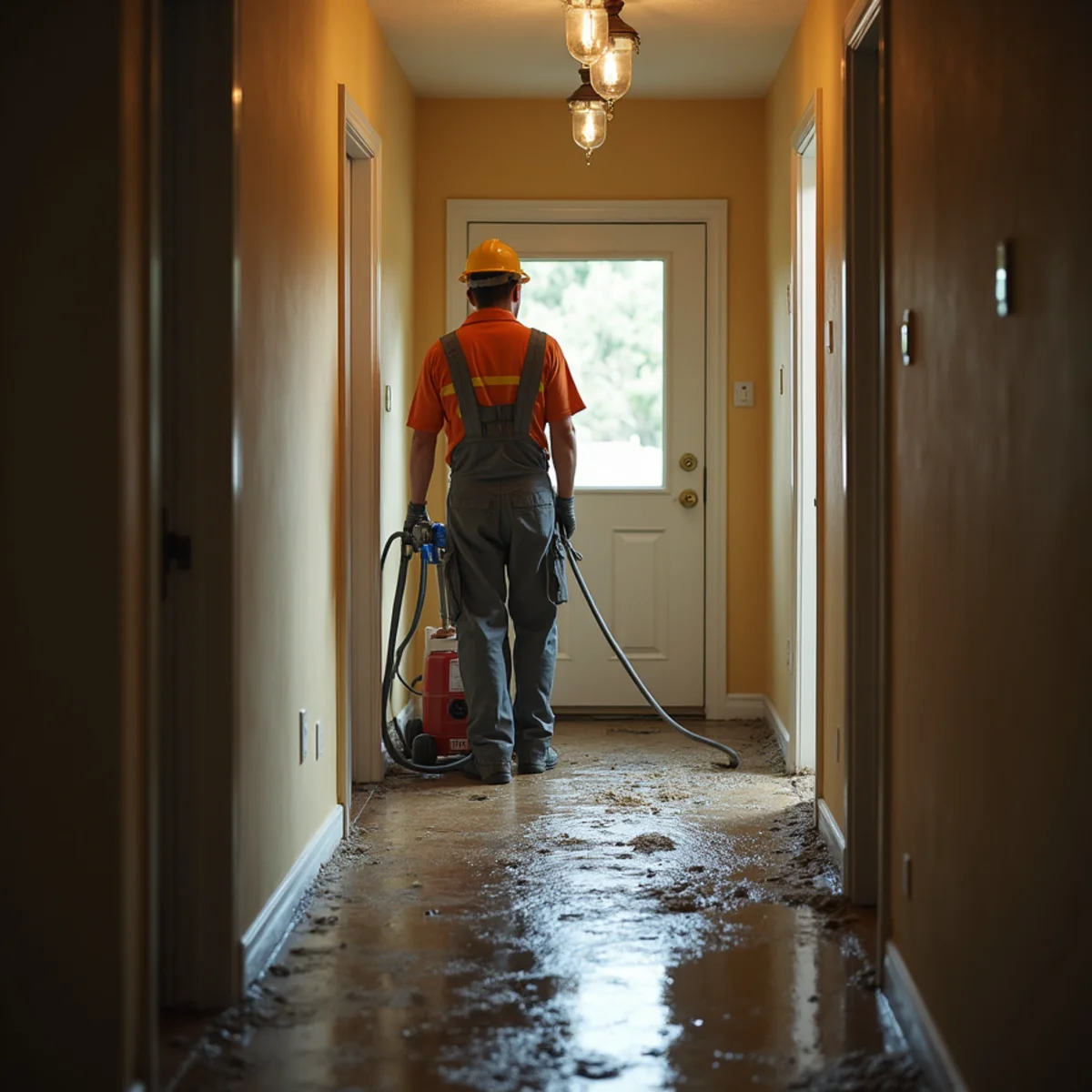 Water damage restoration underway inside a home in Romoland