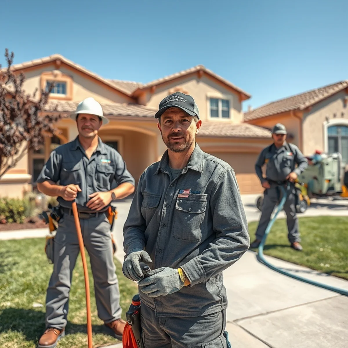Submersible pump removing standing water during water damage restoration at a San Jacinto home