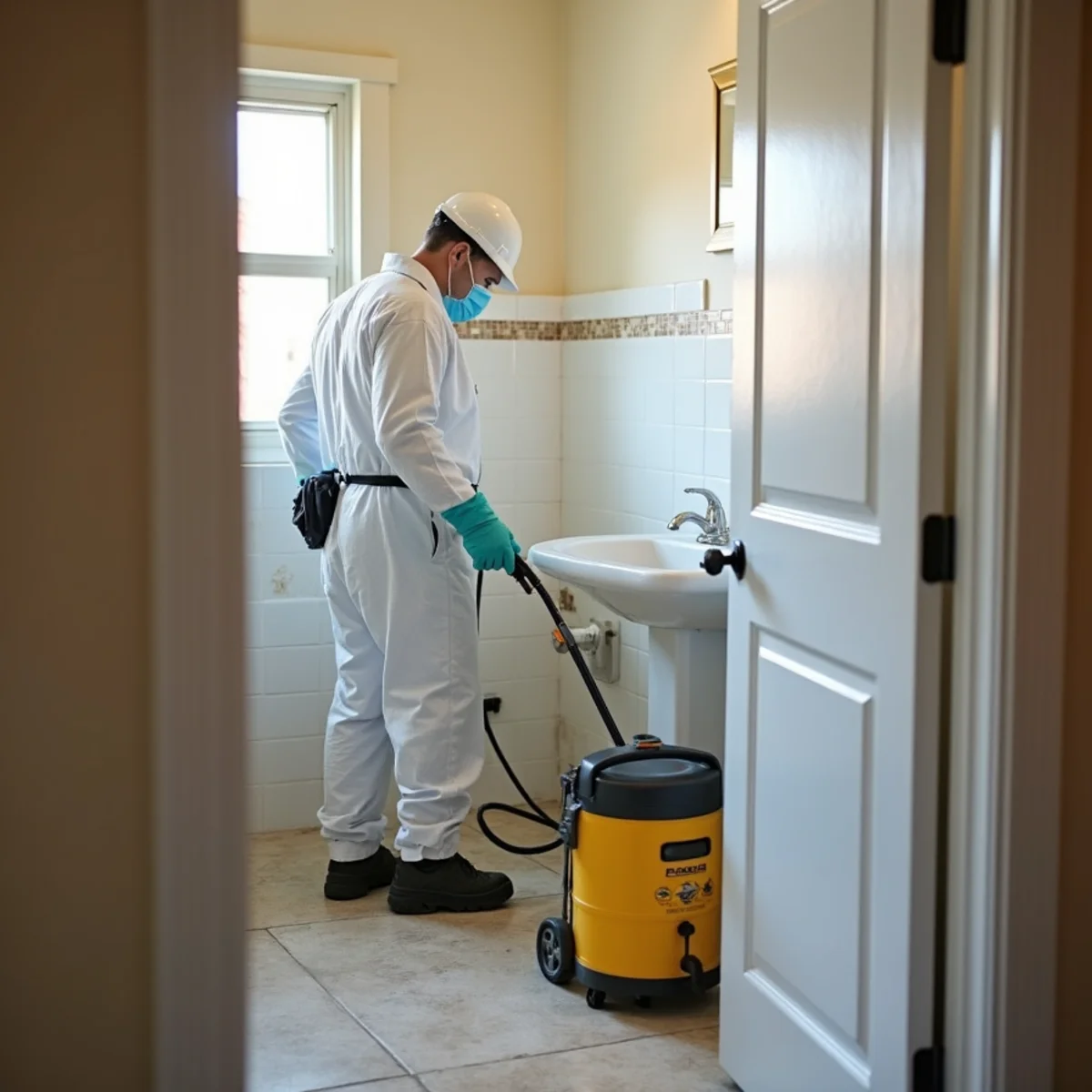 Water damage restoration underway inside a home in Sun City
