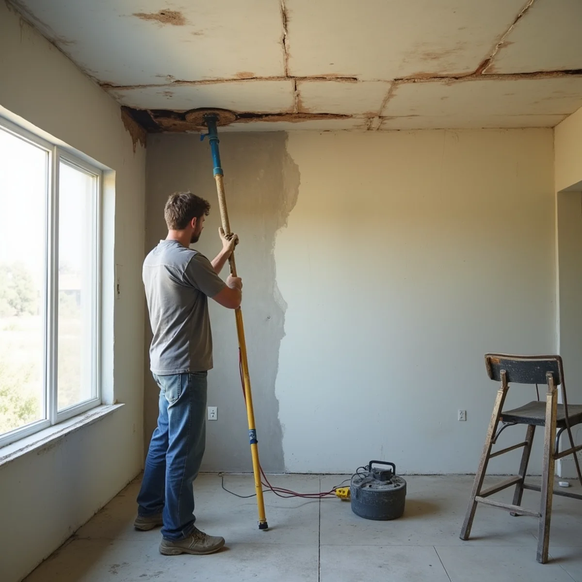 Water damage restoration underway inside a home in Crowne Hill