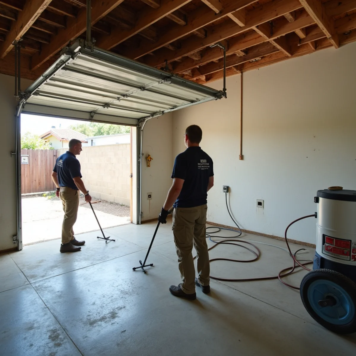 Water damage restoration underway inside a home in Paloma del Sol