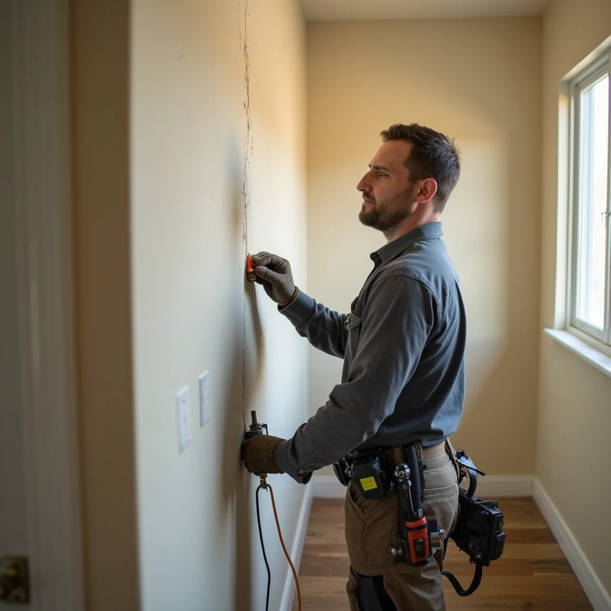 Water damage restoration underway inside a home in Vista