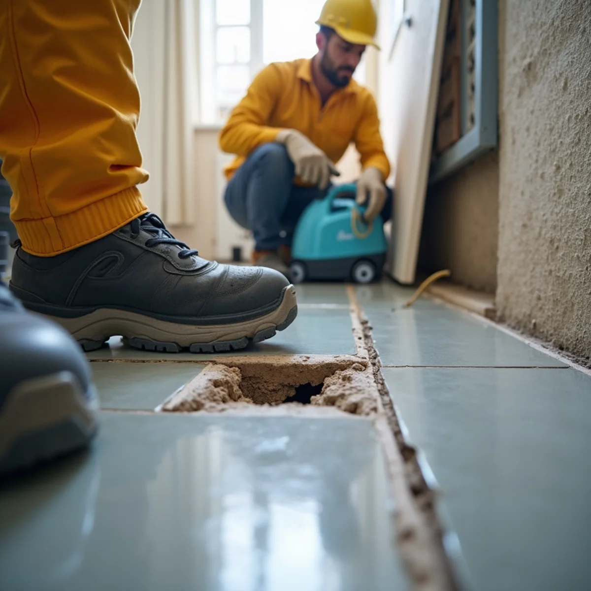 Slab Leak Restoration — a close look at the work during restoration in a Murrieta, CA home