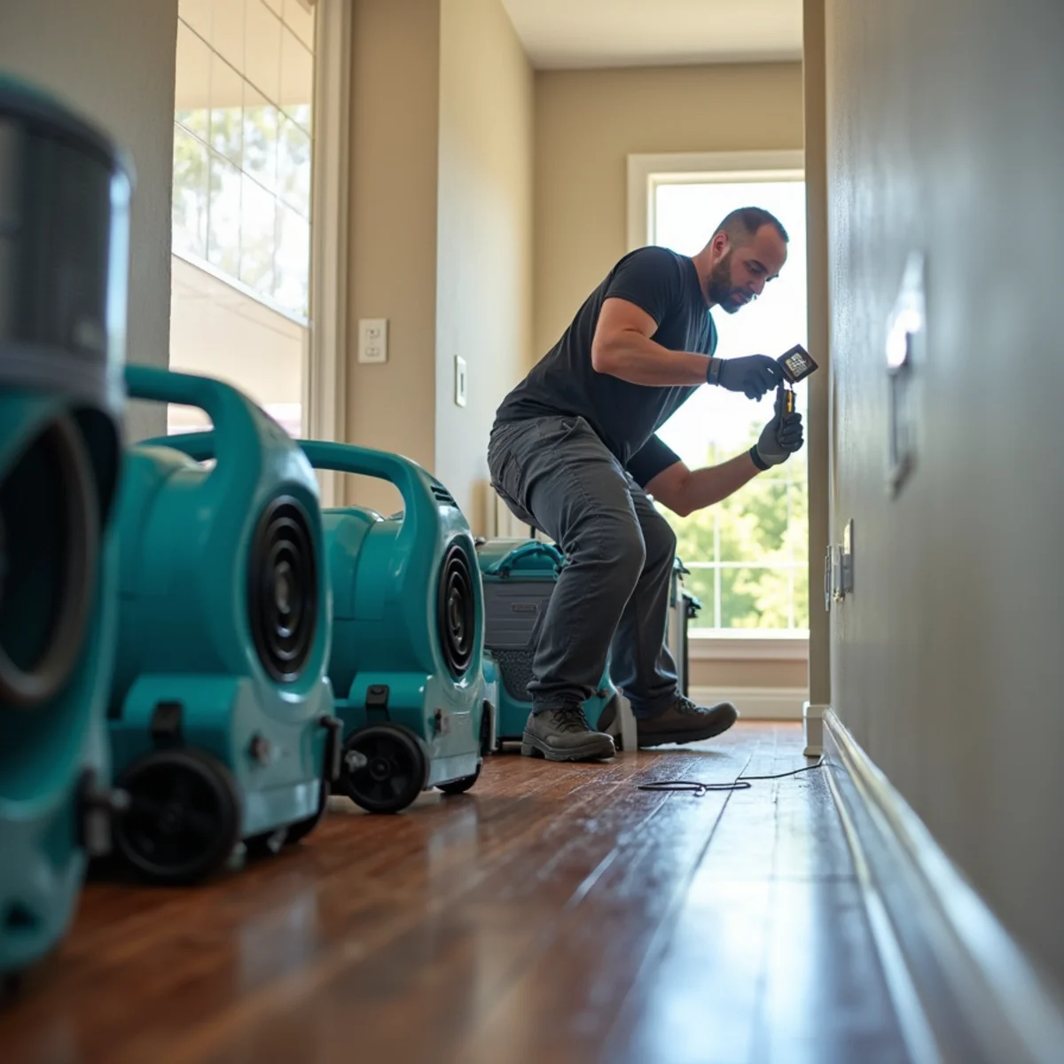 Structural Drying — a close look at the work during restoration in a Murrieta, CA home