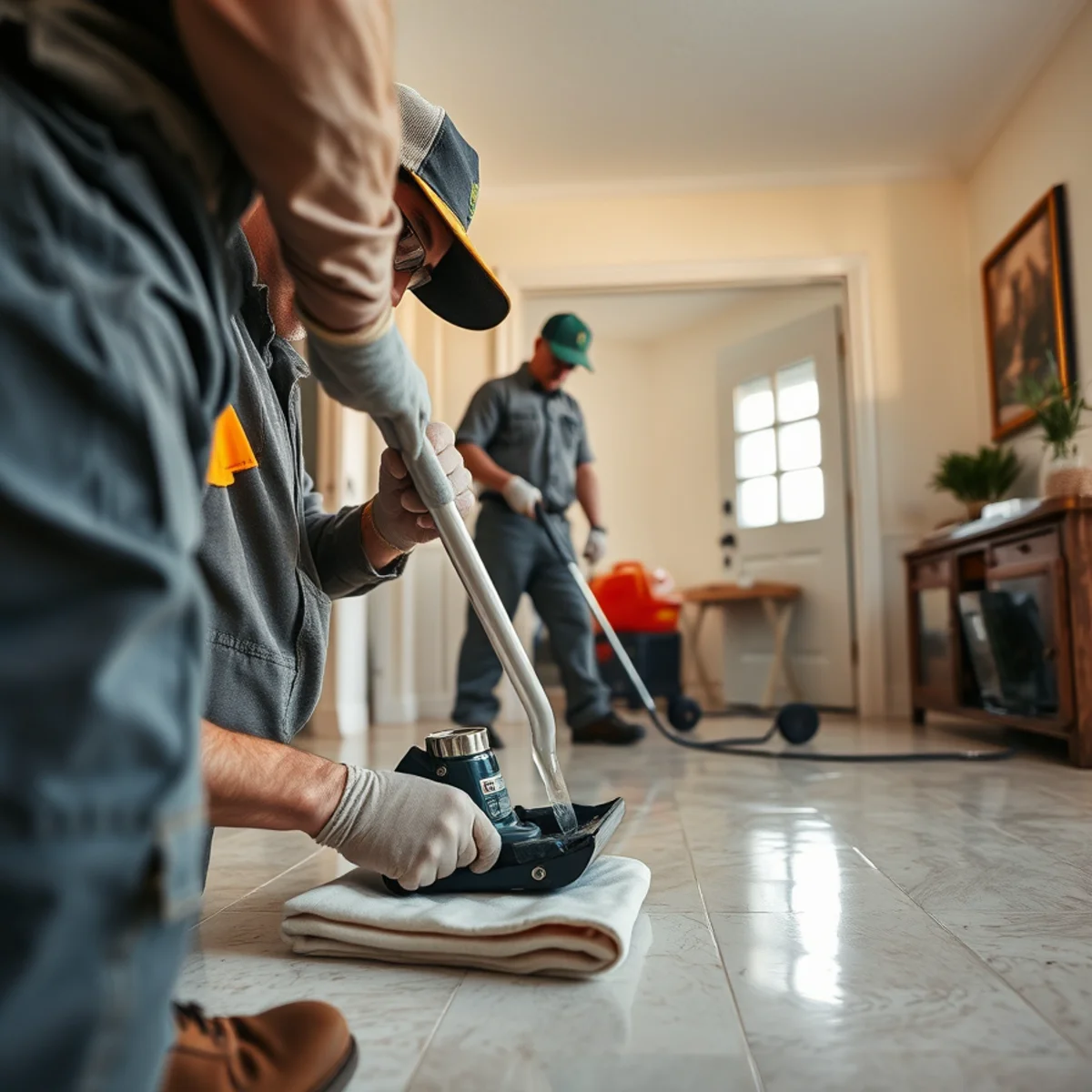 Water Extraction service in progress at a Murrieta, CA home