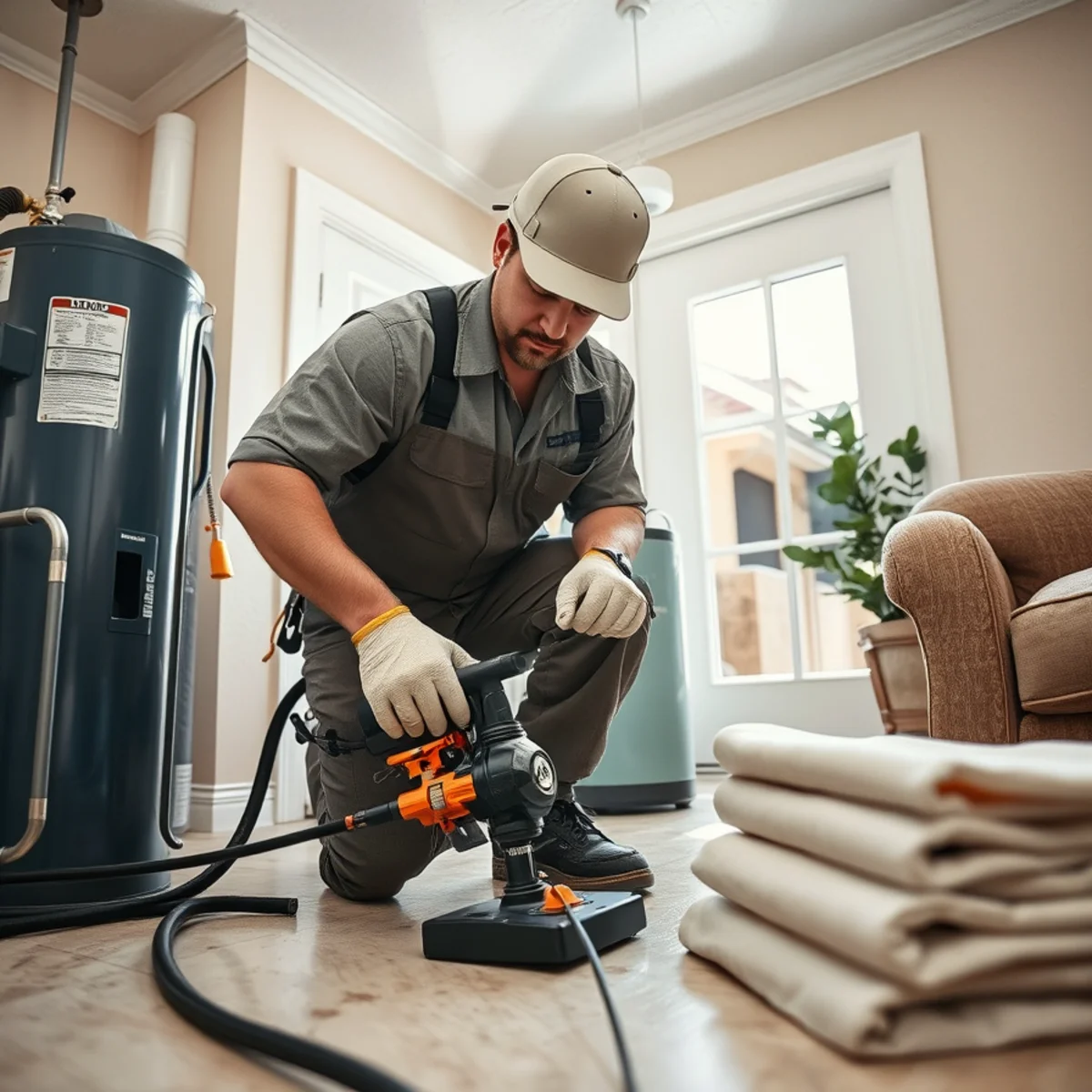 Water Heater Leak service in progress at a Murrieta, CA home